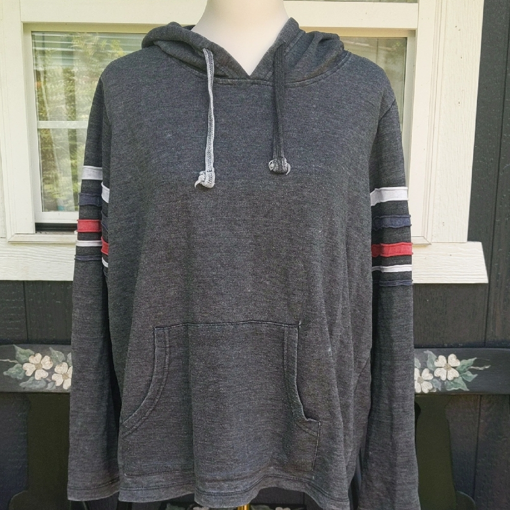 Bobbie Brooks Charcoal Hoodie with Striped Sleeves